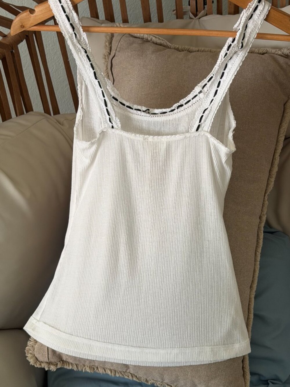 Free People Intimately Only You Tank - Small - Lace Trim Ribbed Cotton Cami - Picture 9 of 11